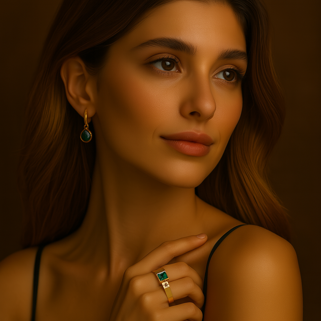 Bague Goutte de Feu en Zircon – Plaqué Or & Acier Inoxydable – Ajustable