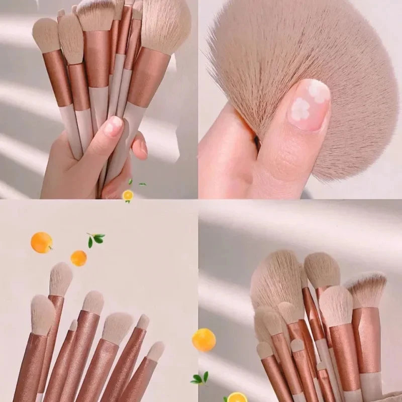 Set de 13 pinceaux de maquillage professionnels – manche rose et bordeaux