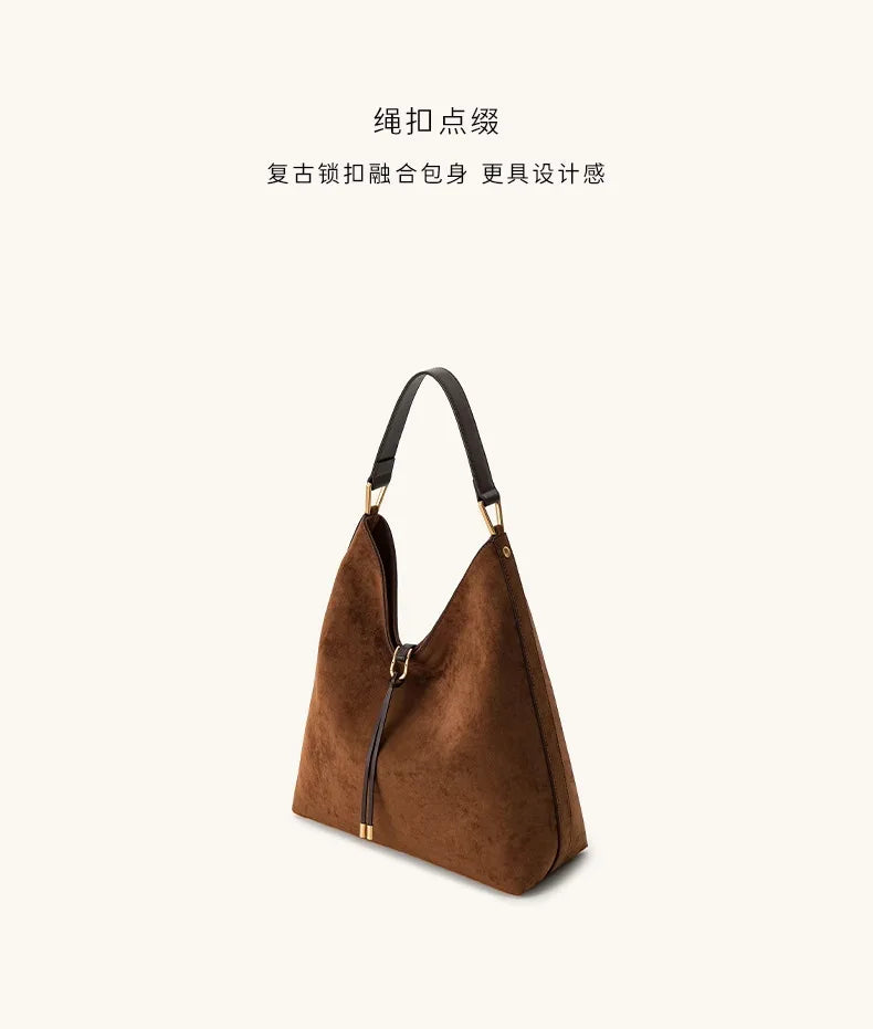 Suede Tote Bag For Women 2025 Fashion New Hobo Large Capacity Lazy Shoulder Underarm Bag Top-handle Bags Day Clutch Sac à Main