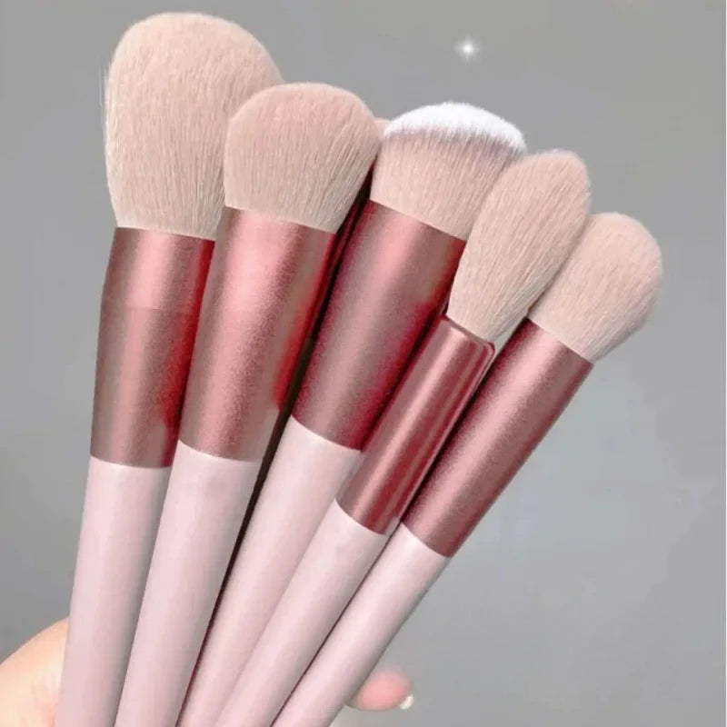Set de 13 pinceaux de maquillage professionnels – manche rose et bordeaux