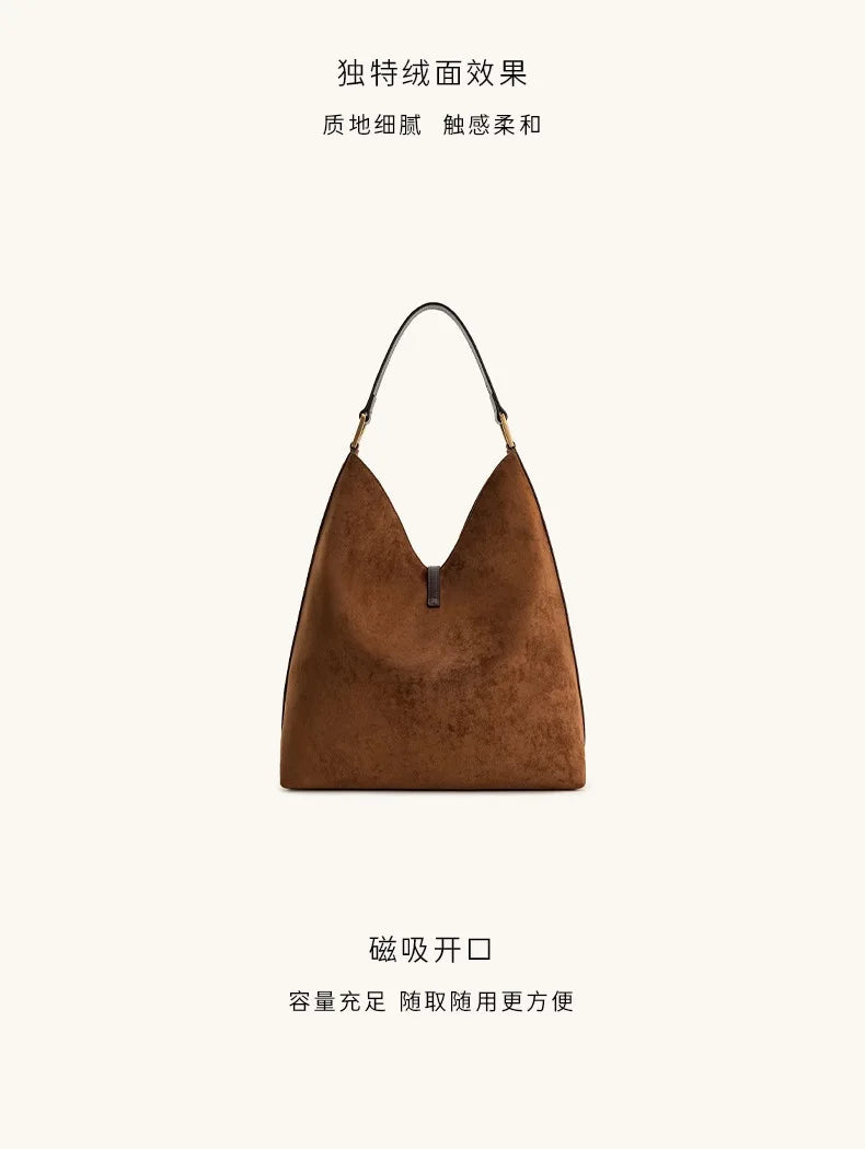 Suede Tote Bag For Women 2025 Fashion New Hobo Large Capacity Lazy Shoulder Underarm Bag Top-handle Bags Day Clutch Sac à Main