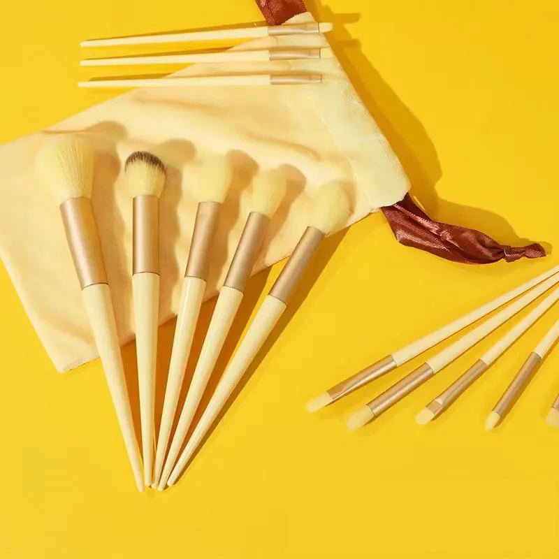 Set de 13 pinceaux de maquillage professionnels – manche crème