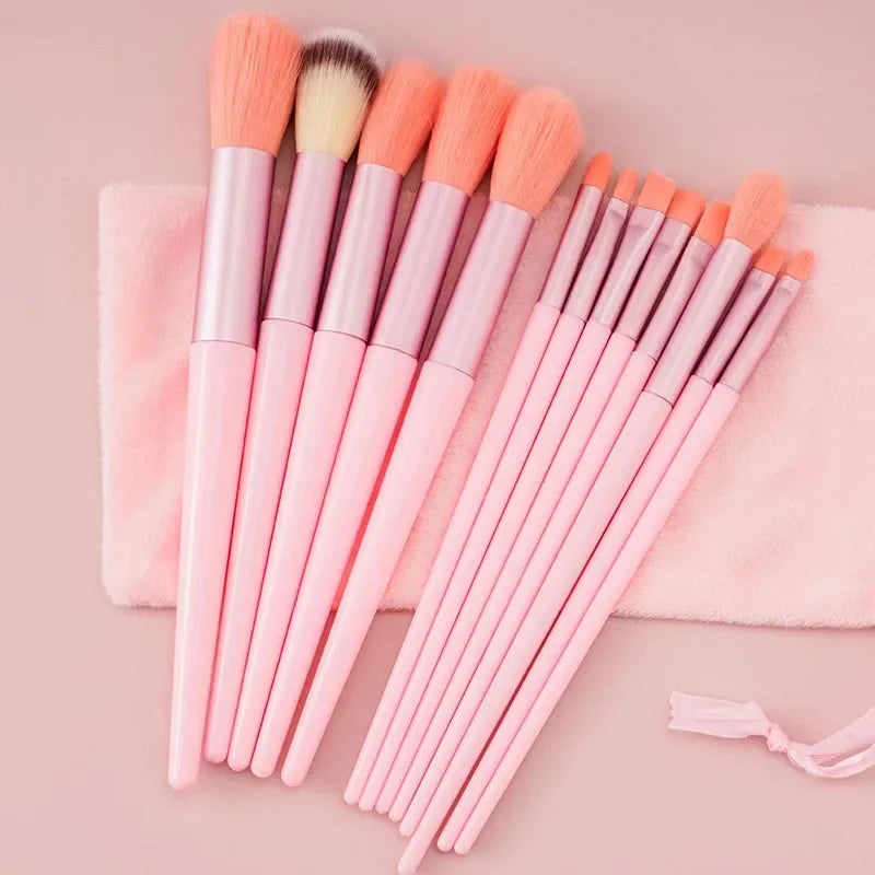 Set de 13 pinceaux de maquillage professionnels – manche rose
