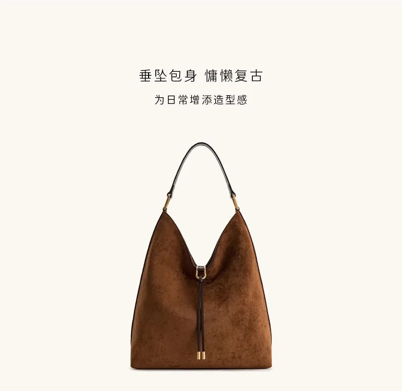 Suede Tote Bag For Women 2025 Fashion New Hobo Large Capacity Lazy Shoulder Underarm Bag Top-handle Bags Day Clutch Sac à Main