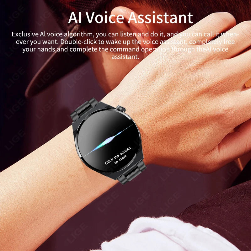 Montre connectée LIGE avec assistant vocal AI intégré — Commandes vocales intelligentes et écran tactile