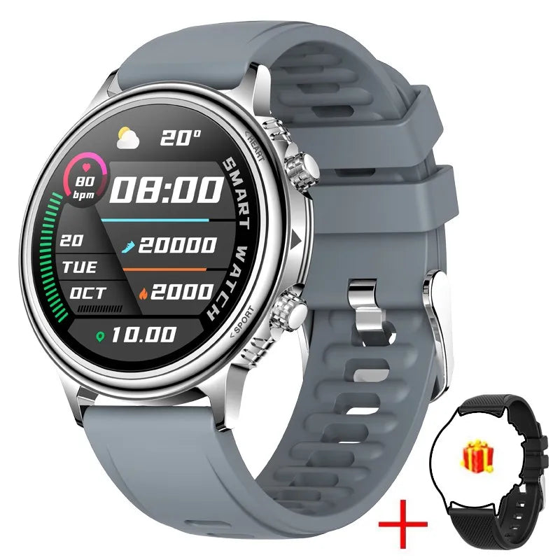 Montre connectée LIGE grise avec écran intelligent, fonctions sportives et une montre noire offerte dans le pack.