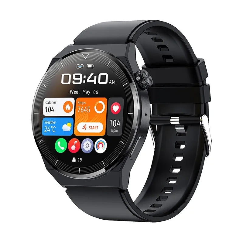 Montre connectée LIGE avec interface colorée — Suivi de la santé, des calories, de la météo, du rythme cardiaque et des pas — Bracelet silicone noir