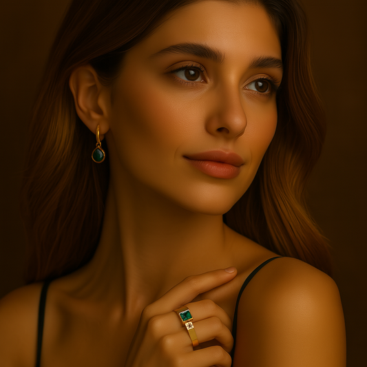 Bague Goutte de Feu en Zircon – Plaqué Or & Acier Inoxydable – Ajustable