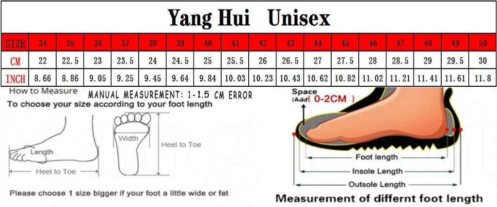 Tableau des tailles de chaussures unisexe avec équivalences en cm et inch, instructions pour mesurer le pied.

