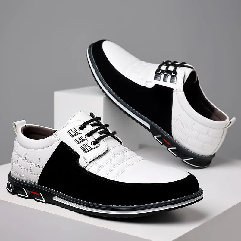 Chaussures homme bicolores blanc et noir, design moderne avec lacets contrastés – élégance urbaine signée ALTAREV.