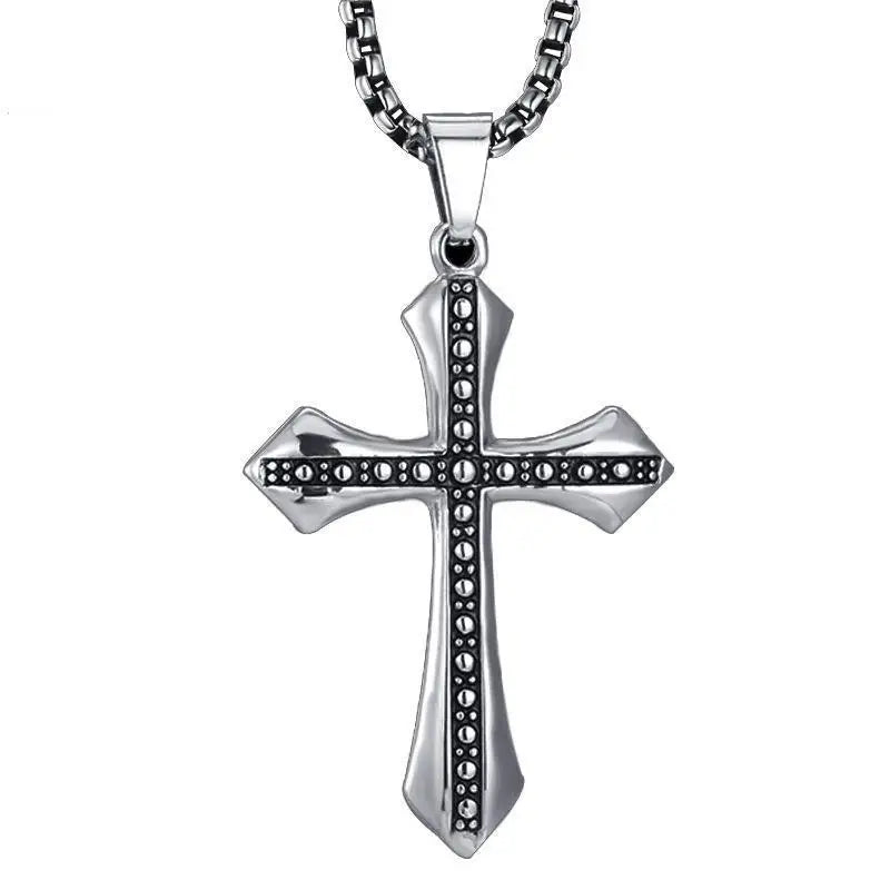 Collier gothique en forme de croix noire, bijou en acier inoxydable unisexe.