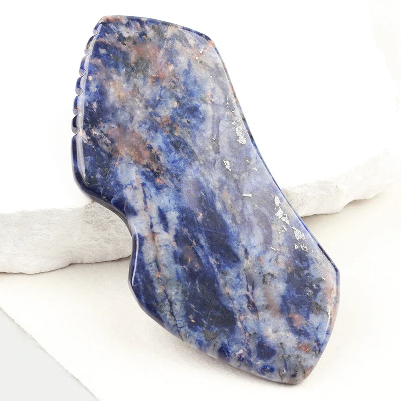 Pierre Gua Sha en sodalite bleue naturelle pour massage du visage et du cou