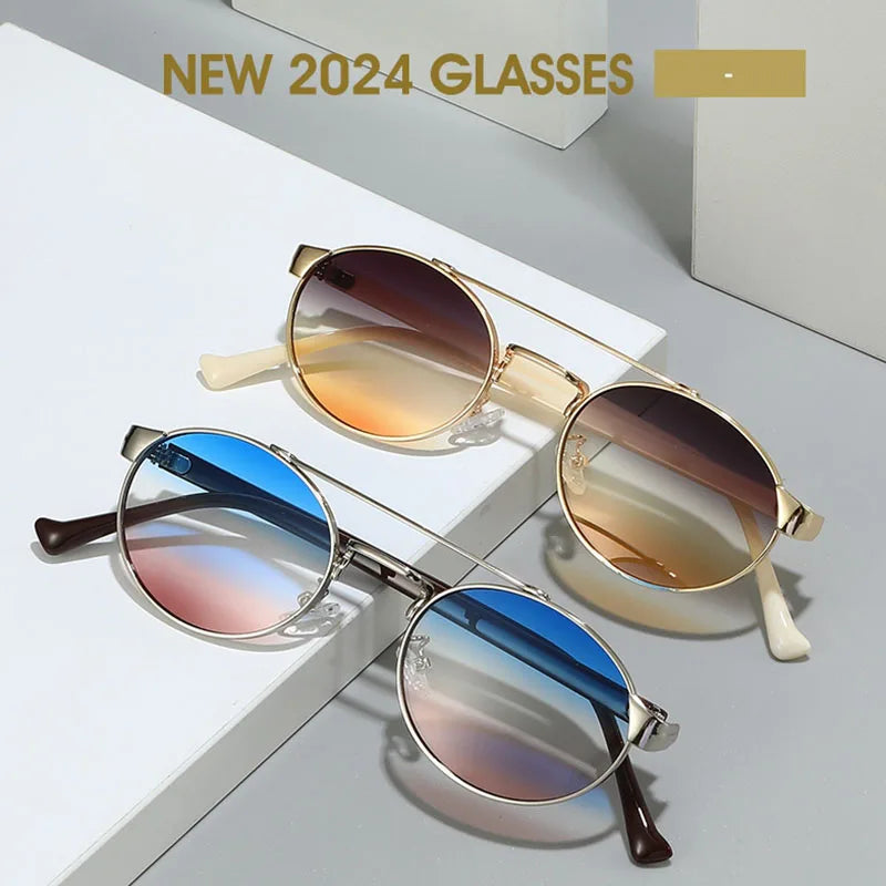 Lunettes de soleil ovales reflets ambrés – Look créatif et audacieux ALTAREV


