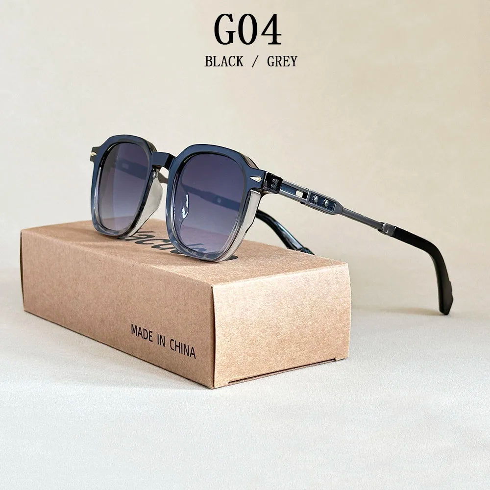  Lunettes de soleil ALTAREV – vue face avant, monture écaille vintage et verres foncés.