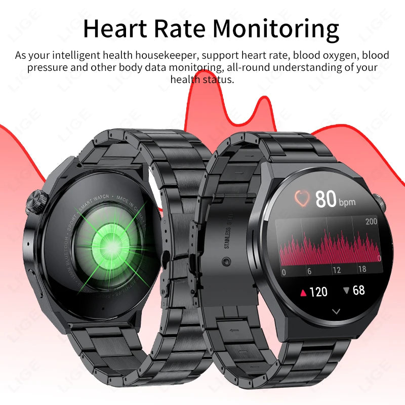 Montre connectée LIGE avec capteur de fréquence cardiaque — Suivi du rythme, de la tension et de l’oxygène dans le sang en temps réel
