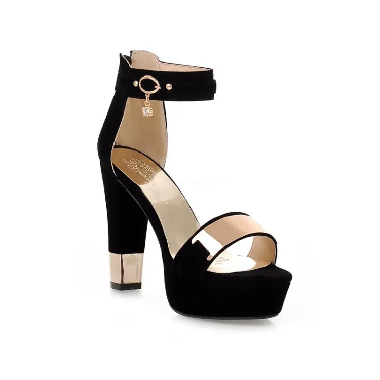 Sandales noires à talons dorés et bride réglable – Look chic ALTAREV