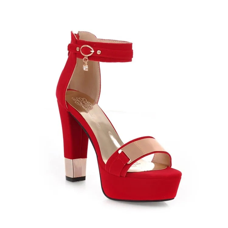 Sandales rouges satinées à talons carrés, élégance glamour – ALTAREV