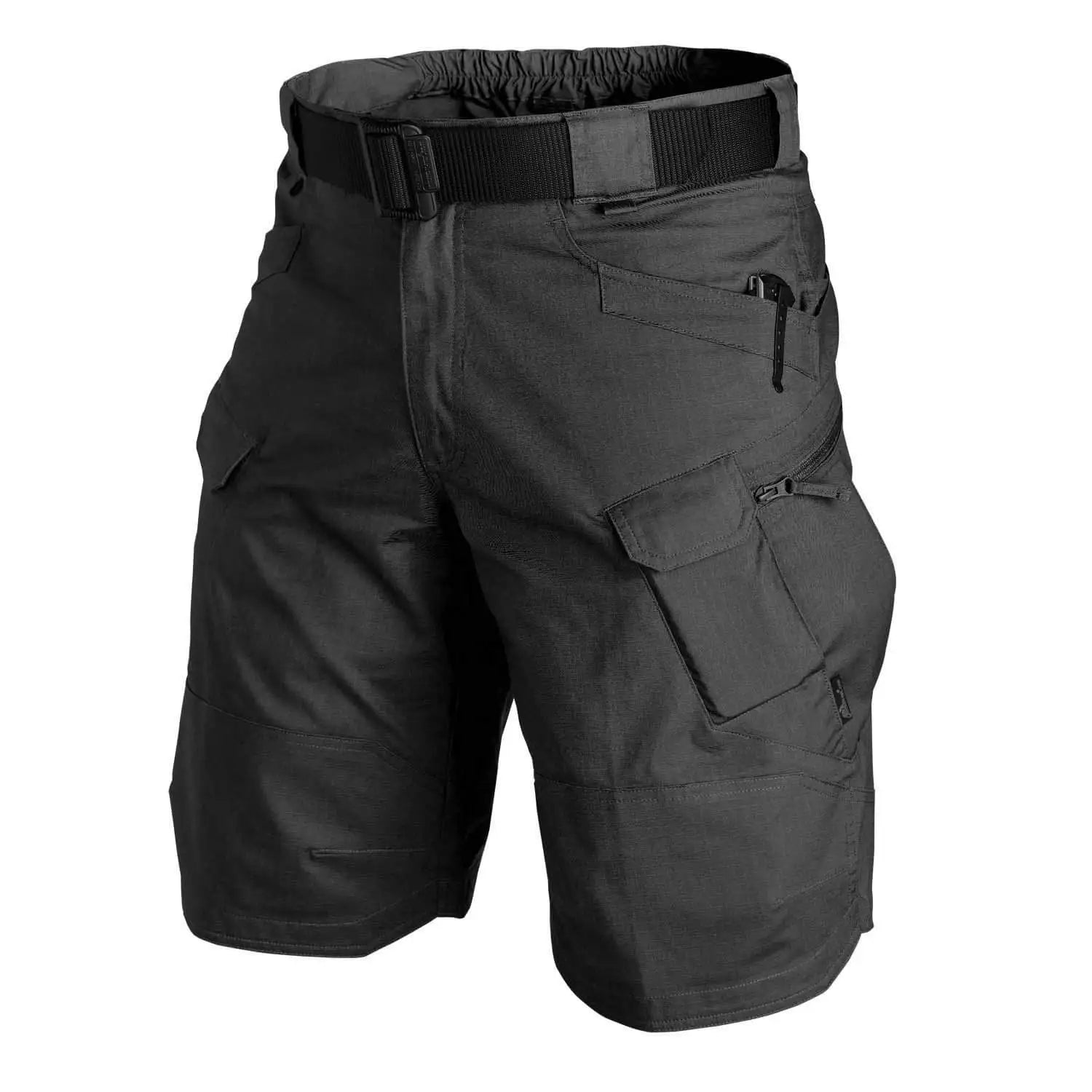 Short cargo noir pour homme avec multiples poches zippées, ceinture ajustable – ALTAREV